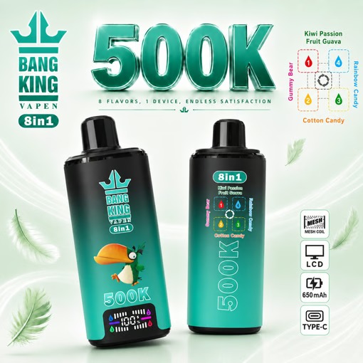 Bang King 500K - Kiwi Passion Fruit Guava / Gummy Bear / Rainbow Candy / Cotton Candy