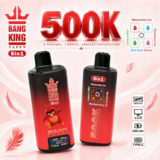 Bang King 500K - Watermelon Ice / Lemon & Mint / Strawberry Ice / Blue Razz Cherry