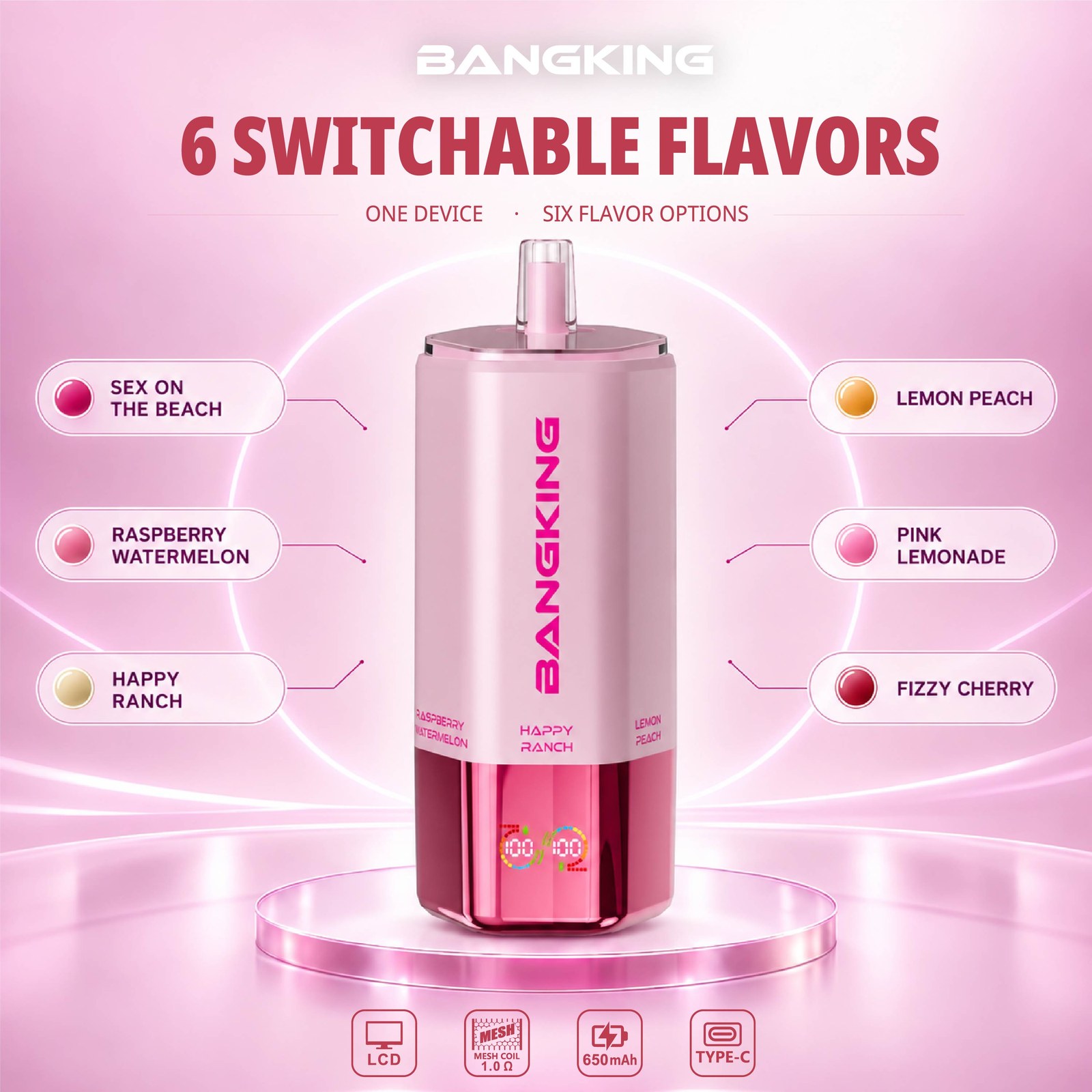 Bang King 360K - Sex On The Beach / Raspberry Watermelon / Happy Ranch / Lemon Peach / Pink Lemonade / Fizzy Cherry